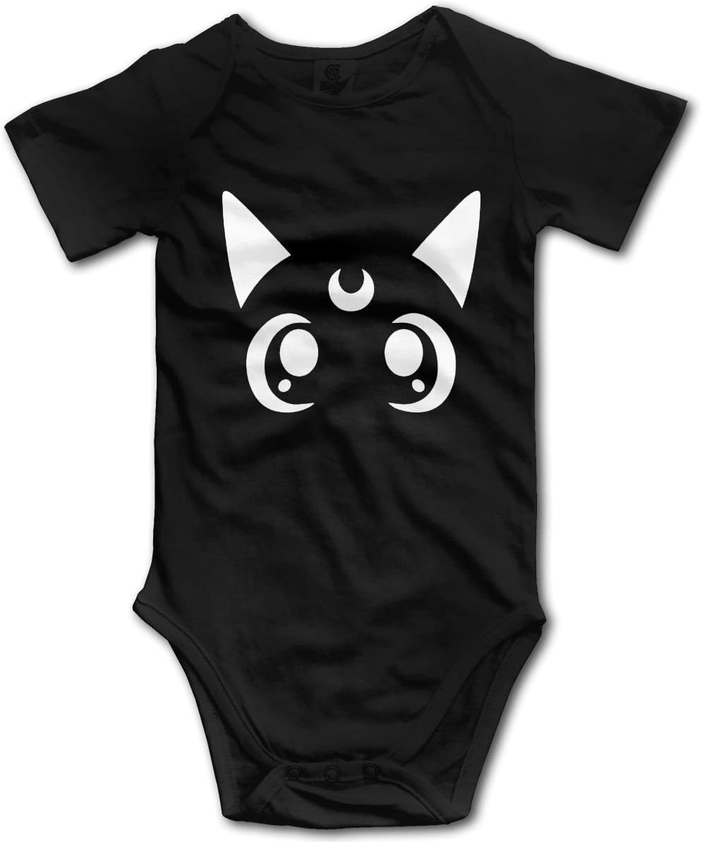 Sailor Moon Crystal Luna Cat Face Silhoutte Baby Bodysuits Unisex Black