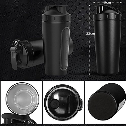 Mmrm 24Oz Stainless Steel Protein Shaker Bottle, Sport Water Bottle, Coffee Tea Mix Bottle, Milkshake Cup with Visible Window Red