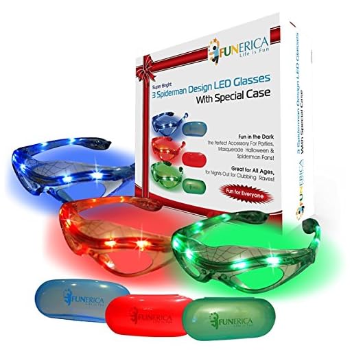 Super Bright LED Glasses - Set of Green Red & Blue Flashing Light-Up Funny Shutter Shades Sunglasses with Spiderman Design - For Rave & Party Favors - Fun Spiderman Toys Gift - Birthday Party Supplies - Image 6