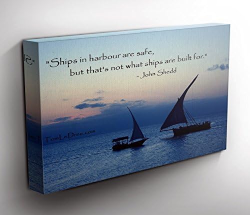 Motivational Canvas Art Print Framed 'Ships in Harbour are Safe' Panoramic 50 inch x 20 inch Stunning Art