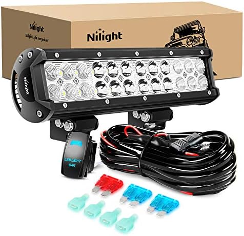 Nilight – ZH084 LED Light Bar 1PC 12Inch 72W Spot Flood Combo LED Off Road Lights 12V 5Pin Rocker Switch LED Light Bar Wiring Harness Kit- 2 Leads, 2 Years Warranty