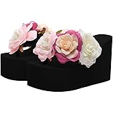 QZUnique Women Flip Flop, Thong Wedge Platform Sandals Arch Support Slippers High Heel Comfortable Cushion Shoes Summer Beach