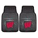 FANMATS 8964 Wisconsin Badgers 2-Piece Heavy Duty Vinyl Car Mat Set, Front Row Floor Mats, All Weather Protection, Universal Fit, Deep Resevoir Design