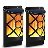 Solar Flame Lights Outdoor, Aityvert Waterproof Flickering Flame Wall Lights with Dark Sensor Auto On/Off 66 LED Solar Powered Night Lights Lattice Design for Garden Pathway Patio Deck Yard 2 Packs