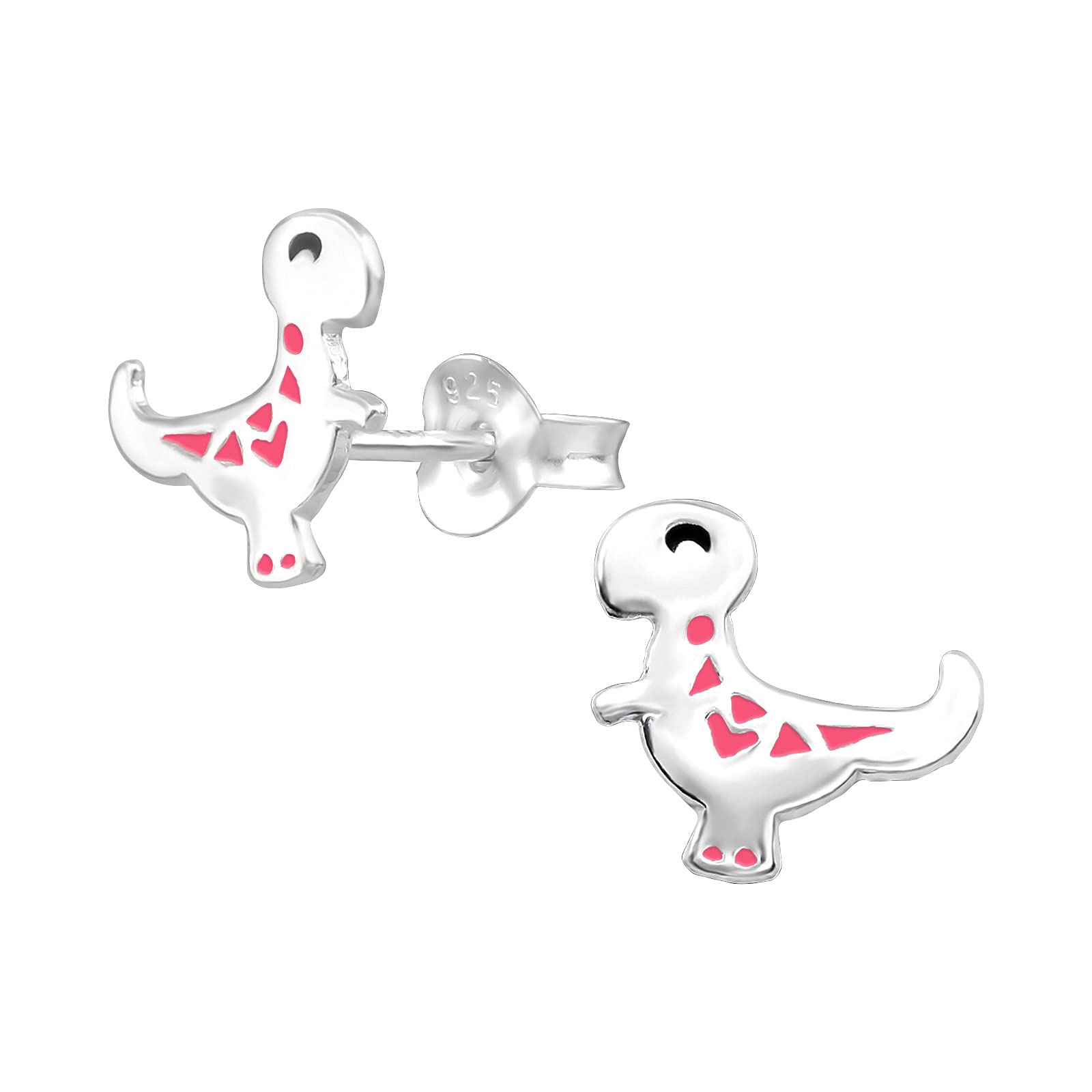 925 Sterling Silver Lightweight Hollow-Back Dinosaur Stud Earrings for Women & Girls – Cute Fantasy Jewellery Gift Boxed