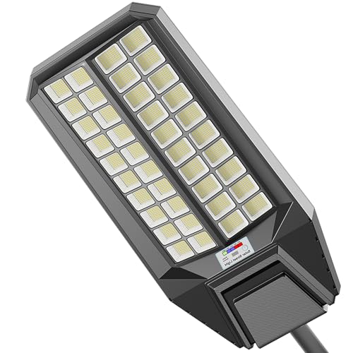 Solar Street Lights Outdoor, Commercial Grade Dusk to Dawn LED Security Flood Light, 300000 Lumens Motion Sensor Area Lighting with Remote for Parking Lot, Yard, IP67 Waterproof, 7000K Daylight 1Pack at Amazon