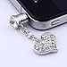 Caetle (TM) 1p Clear Crystal Heart Dangle Anti Dust Plug Stopper for Iphone Cell Phone