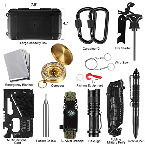 Gifts for Men Dad Husband Boyfriend Fathers Day, Survival Gear and Equipment 14 in 1 Camping Accessories Gear, EDC Survival Gear and Equipment for Hiking Fishing, Ideal Fathers Day Birthday Gifts