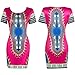 Perman Women Traditional African Print Dashiki Bodycon Sexy Short Sleeve Dress