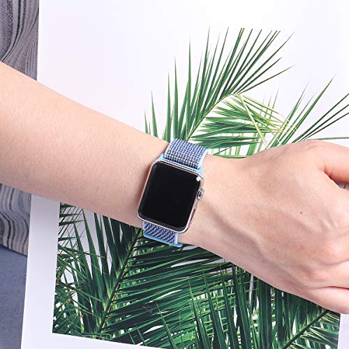 HILIMNY Compatible for Apple Watch Band 40mm, Soft Nylon Sport Loop, with Hook and Loop Fastener, Replacement Band Compatible for iWatch Series 1/2 / 3/4 (40mm, Cerulean) - Thumbnail 3