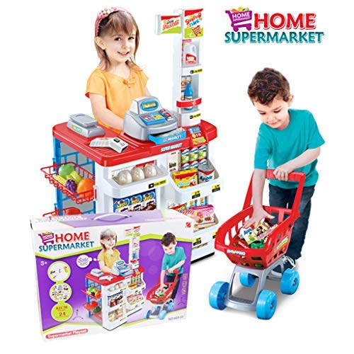 Buy TKIS 33 Pieces Kids Toy Supermarket Register Shop Trolley