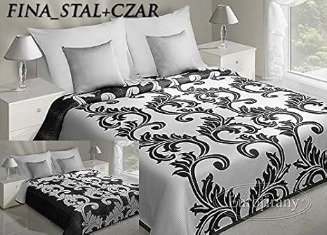 Eurofirany Tagesdecke Polyester-Baumwolle Grey/Black 220 x 240 x 1 cm