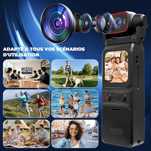 NinjaCam 4K Camera Vlog, Portable POV Camera, Body Cam, Body Cam for Sport, WiFi Mini Sport Camera with Stabilization, Body Cameras for Travel, TF Card 64GB