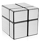 D-FantiX Shengshou Mirror Cube 2x2 Speed Unequal Cube Shape Puzzles Silver Black