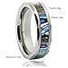 King Will Nature 6mm Silver Tungsten Carbide Ring Unisex Wedding Band Abalone Shell Inlay Faceted Edges