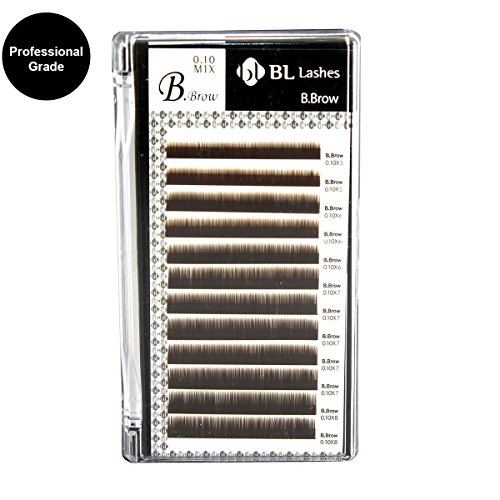 Eyelash Extension Blink B.Brow Mink Lash 0.10mm X 5~8 mm 4 sizes in 1 Mixed Tray, Professional Grde, Brown