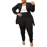 Aro Lora Womens Plus Size 2 Piece Outfits Open Front Blazer and Long Pant Suits Set