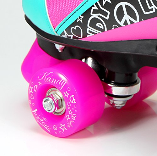 Kandy-Luscious Kid's Roller Skates - Comfortable Children's Skates with Fun Colors & Designs (Sassy Pink and Turquoise) (Size 3)