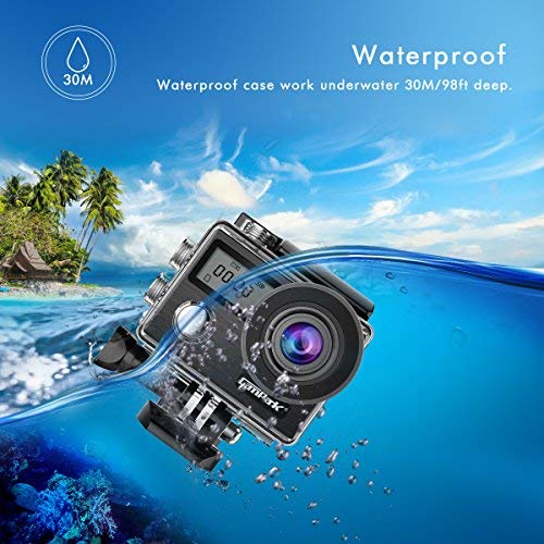 Caméra Sport, Campark X20 Action Cam 4K Ultra HD WIFI Écran tactile 20MP SONY Capteur Caméscope Étanche 30M 170 °Grand-angle avec Télécommande, EIS, 2 1050mAh Batteries et Accessoires