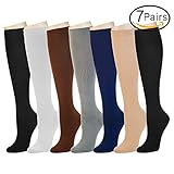 7 Pairs Compression Socks For Women and Men -- Best Medical, Nursing, Athletic, Edema, Diabetic,Varicose Veins,Maternity,Travel,Flight Socks ,Shin Splints - Below Knee High