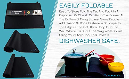Larsic Stove Cover - Protects Electric Stove Washer Dryer Top. Anti-Slip Coating Waterproof Stove Gap Foldable Prevent Scratching, Expands Usable Space (24X21, Black) - Thumbnail 4