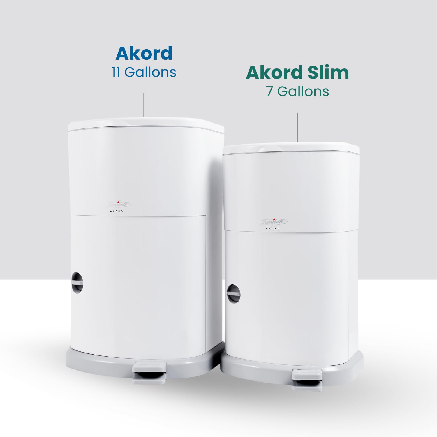 Janibell Akord Slim Adult Diaper Disposal System 7 Gallon Odor Locking Double-Sealed Adult Diaper Pail with Hands-Free Foot Pedal, Holds 22 Large Briefs, Continuous Liner, Durable ABS Resin