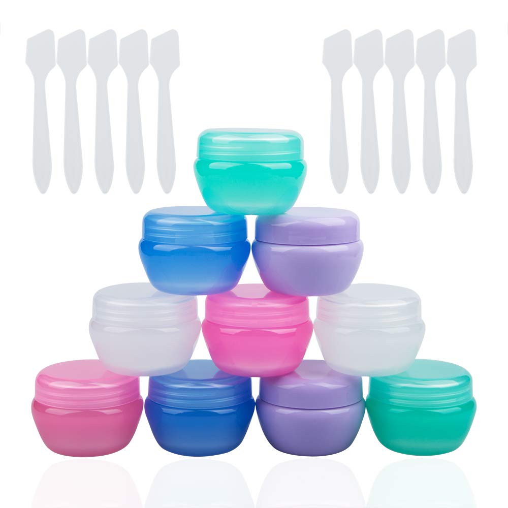 YuCool 10Pcs Sample Container, 20ml Empty Plastic Cosmetic Container Travel Pot Jars for Eye Shadow Nails Powder Jewelry Cosmetic Lip Balm Lip Gloss Cream Lotion