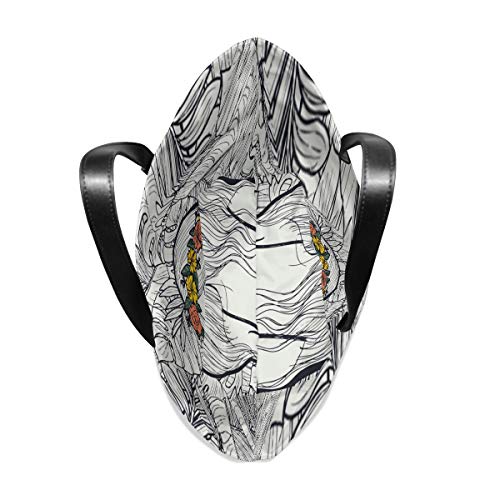 LEEZONE Women Tote Bag Shoulder Bag Double sides fashion Handbag-Flamingo Trees Printing (Pretty Girl)