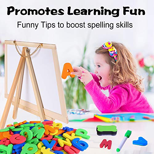 TEPSMIGO Magnetic Letters and Numbers 133 Pcs ABC Megnets Learning Set - Whiteboard Chalkboard Easel, Educational Toys for Kids 3 4 5 6 7 8 Years Old