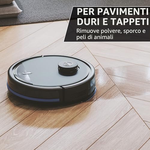 HG5 HYDRO Robot Aspirapolvere Lavapavimenti con Mappatura, 0,2 L, Wi-Fi, 5 Modalità, 1 Spazzola XL e 2 Laterali, 34x34x10,3 cm, Grigio