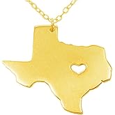 Meiligo 18K Gold Silver Country Map Charm Pendant State of Texas Map Necklace Jewelry