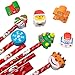 40 Pack Assorted Colorful Christmas Pencil with Eraser Set, Assorted Colorful Kids Pencils, with 5 Pencil Sharpeners