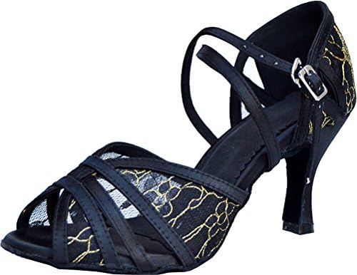 Womens Latin Ballroom Shoes Body Strap Peep-Toe Professional Dance-Shoes 004