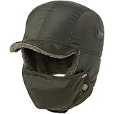 Oversized XL/XXL Waterproof Aviator Cap Faux Fur Earflap Mask Winter Trapper Hat Cold Weather