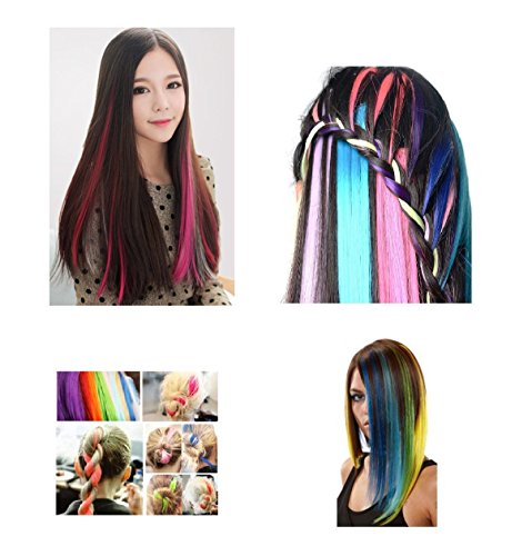 Beaute Galleria - 11 Pcs Set Single Color Highlights 22 Inches Straight Party Clip-In Synthetic Hair Extensions (Blue)