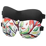 MoKo Eye Mask, [2 Pack] Contoured Sleep Mask for Women & Men, Soft Sleeping Eyeshade Blindfold with Adjustable Strap for Travel, Shift Work, Blocks Light - Black & Lucky Tree