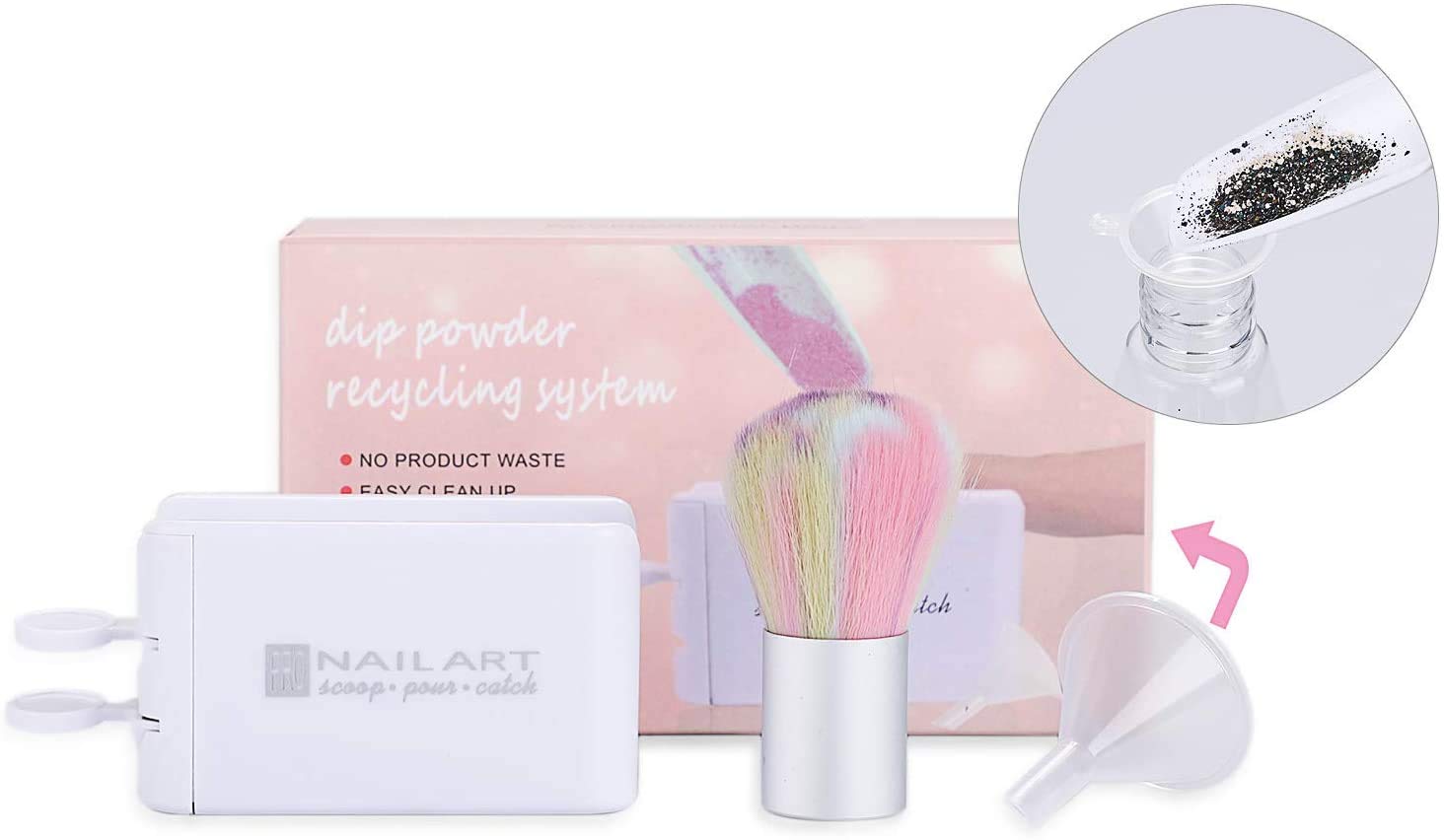 Dip Powder Recycling Tray System Dip Case Nail Dip Container, Etercycle Powder Nail Dipping Portable Dipping Powder Storage Box Manicure Tool : Beauty
