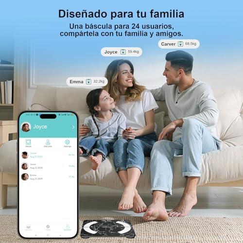 Balance - Báscula de equilibrio con Bluetooth (13 indicadores) para Andriod e iOS Max 180 kg/400 lb/28 cm, color negro