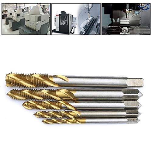 Desktop - 5pcs Titanium Coated Screw Thread Plug Tap Hss Spiral Flute Metric Machine Screw Tap Drill Set M3/m4/m5/m6/m8