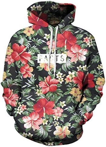 Kerma Red Flowers Green Leaves 3D Hooded Sweatshirts Hoody Tracksuit