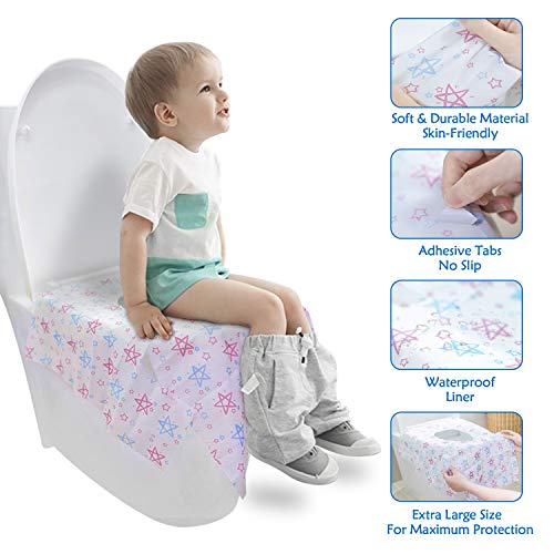 Toilet Seat Covers Disposable Extra Large 20 Packs, Waterproof & Non Slip, Keep Clean, Individually Wrapped for Travel or Home, Toddlers Potty Training, Suitable for Adults, Pregnant Women (Star)