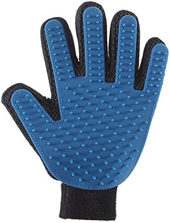 Global Epworth Better Petter Dog &amp; Cat Brush Glove - Gentle Grooming Mitt Your Pet Will Love (Blue left hand)