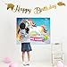 Unicorn Favors Pin The Horn On The Unicorn Birthday Game - Unicorn Party Supplies with Bonus Glitter Happy Birthday Unicorn Banner Decorations (Gold)