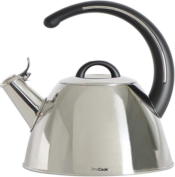 ProCook Stovetop Induction Whistling Kettle 2L Open Black Handle
