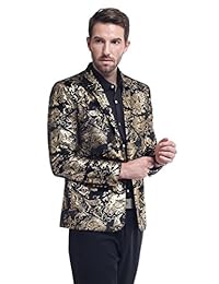 Cloudstyle Saco tipo blazer para hombre con estampado floral, solapa con muescas, ajustado