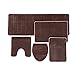 Over the Floor Bathroom Rug Mat, 5-Piece Set Memory Foam, Extra Soft Non-Slip Back (Brown)