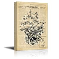 Canvas Wall Art Old Newspaper Painting Canvas Prints Home Artwork Decoration for Living Room,Bedroom - 12x18 inches