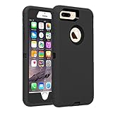 Co-Goldguard iPhone 7 Plus/8 Plus Case Heavy Duty Armor 3 in 1 Built-in Screen Protector Rugged Cover Dust-Proof Shockproof Drop-Proof Scratch-Resistant Shell for Apple iPhone 7+/8+ 5.5”,Black