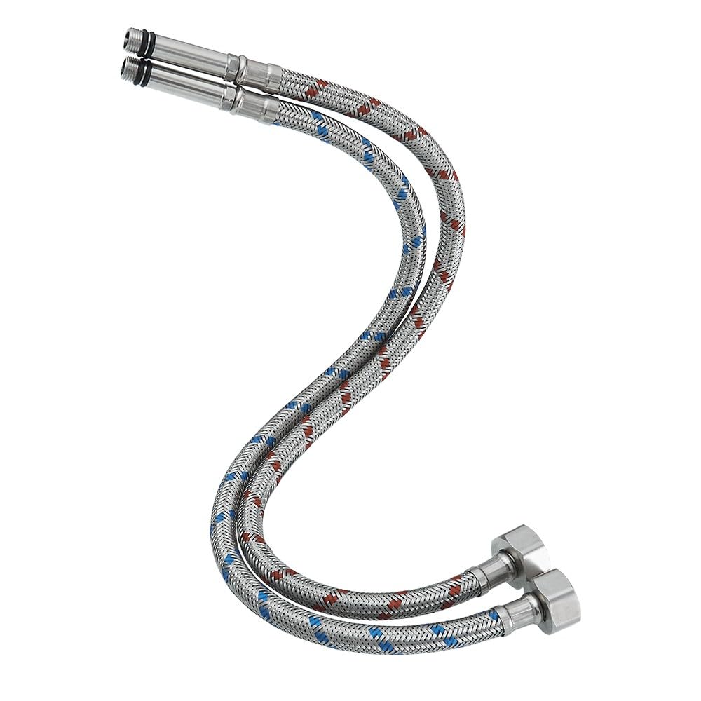Haiba M10 x1/2 Flexible Tap Connectors (600mm) Stainless Steel Braided Hose Kitchen/Basin (2 Pcs)