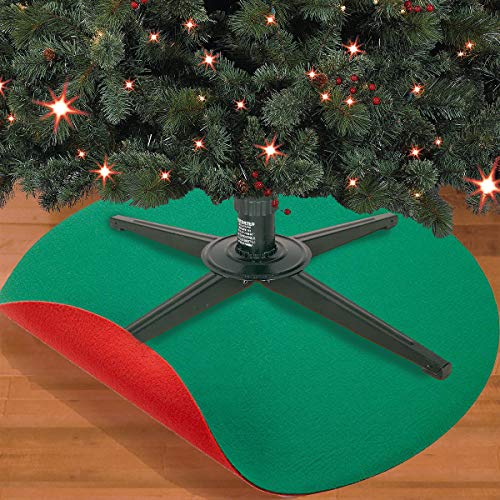 Christmas Tree Stand Mat Accessory for Floor Protection, Reversible Round Red Green Waterproof Water Trapper Durable Surface Mat Pad Carpet, Holiday New Year Party Decoration, 33.5''